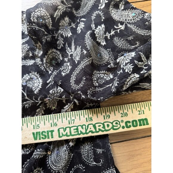 One‎ World Live and Let Live Sheer Paisley Cardigan Open Front Size Petite Small - Picture 7 of 9